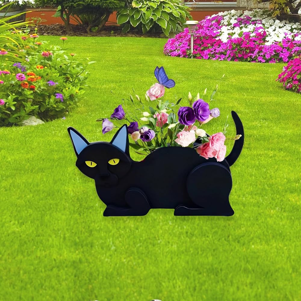 Black Cat Planter Plant Pots,Cute Cat Flower Planter,Gifts for Pet Lovers,Unique Animal Plant Pot... | Amazon (US)