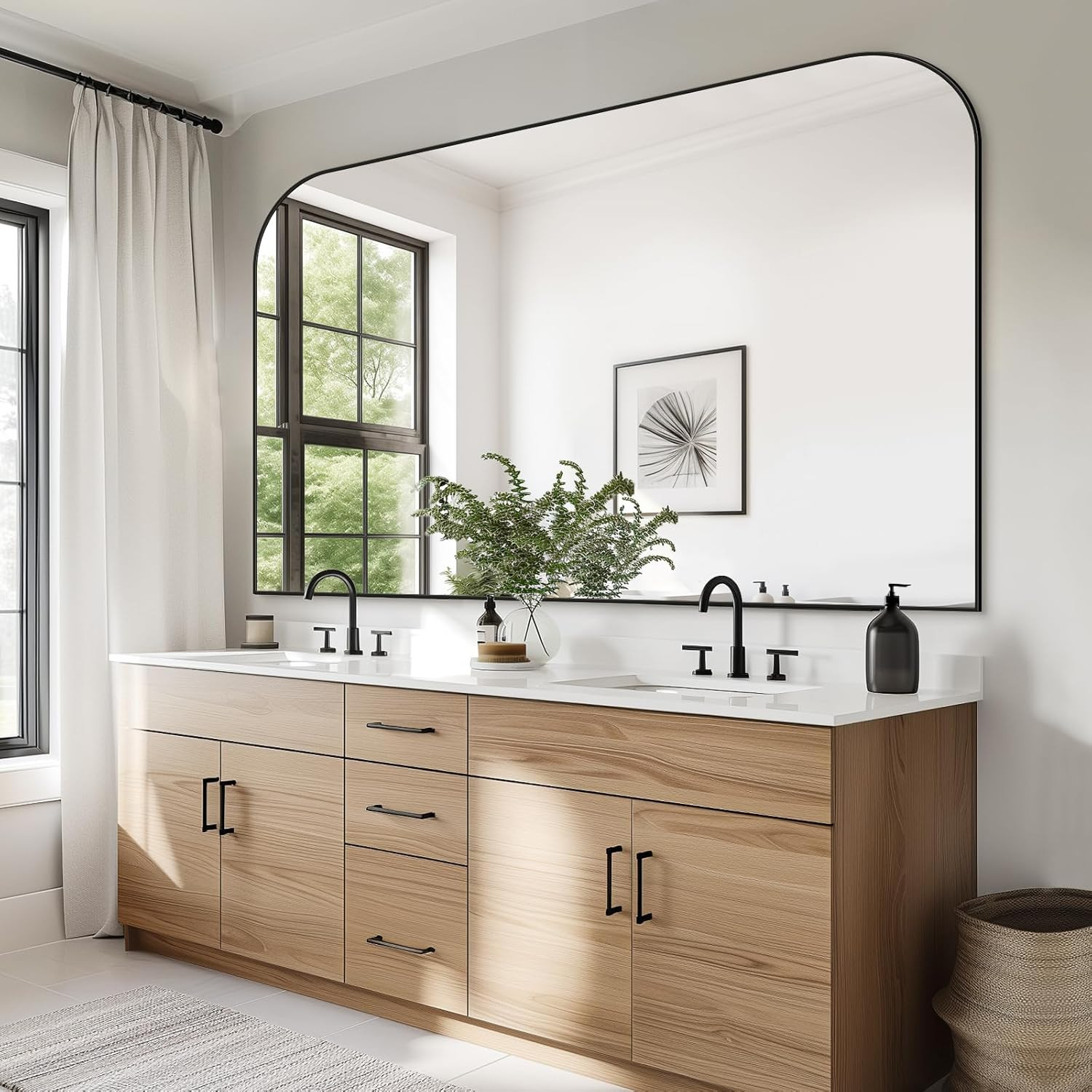 Bathroom Mirror, Wall Mirrors, Black Metal Framed Wall-Mounted Mirrors, Bathroom Vanity Mirror fo... | Amazon (US)