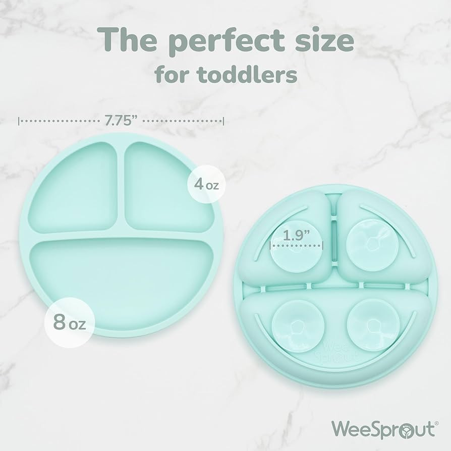 WeeSprout Suction Plates for Babies & Toddlers - 100% Silicone, Dinnerware Stays Put, Divided Des... | Amazon (US)