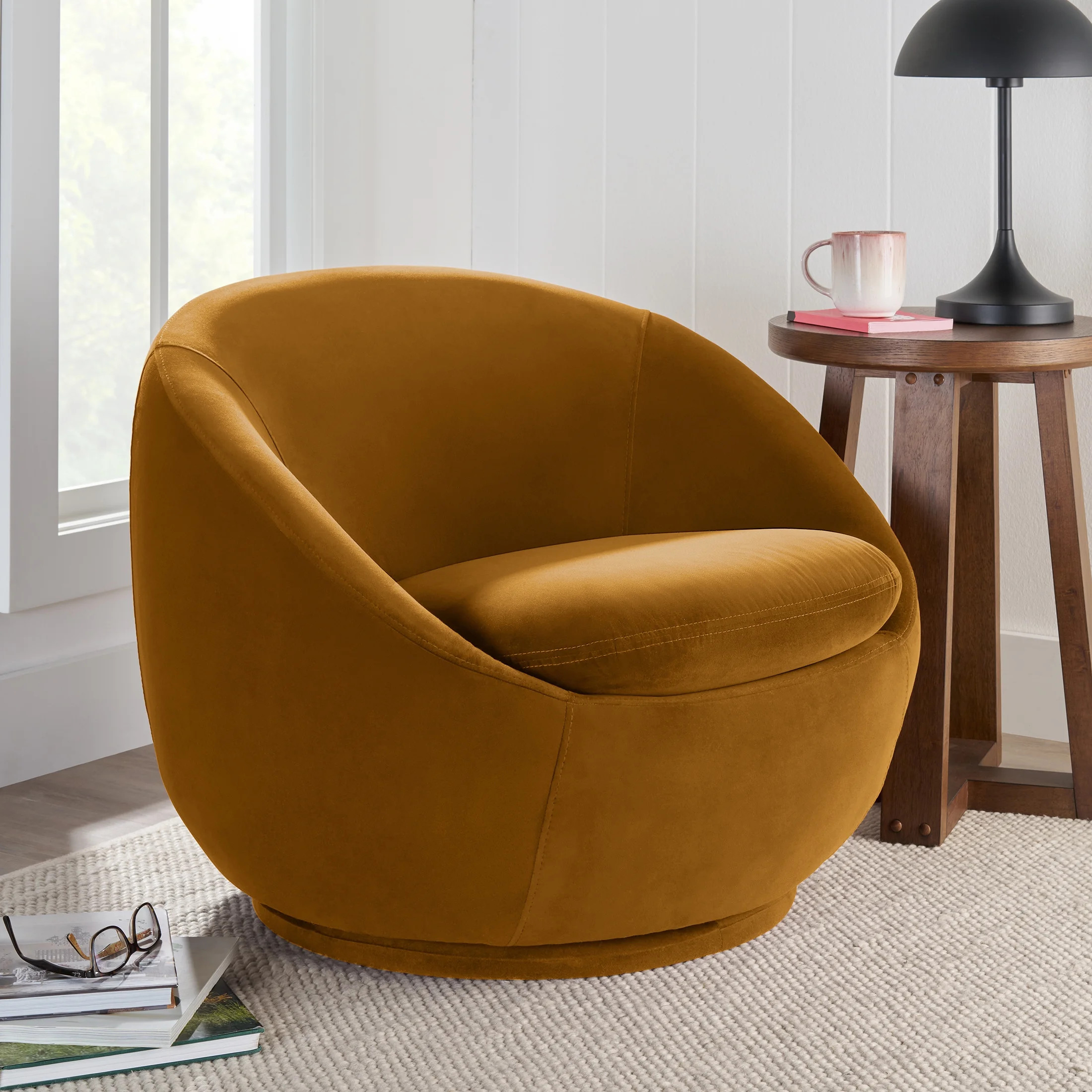 Better Homes & Gardens Mira Swivel Chair, Orche Velvet - Walmart.com | Walmart (US)