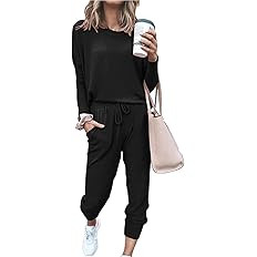 PRETTYGARDEN Women's 2023 Fall Two Piece Outfit Long Sleeve Crewneck Pullover Tops And Long Pants... | Amazon (US)