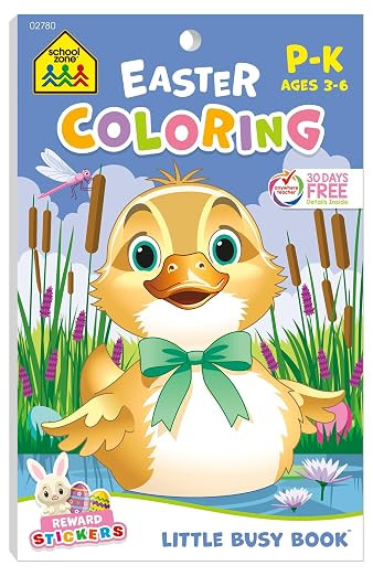 School Zone Easter Coloring Workbook: 48 Pages, Preschool, Kindergarten, Alphabet, Counting, Numb... | Amazon (US)