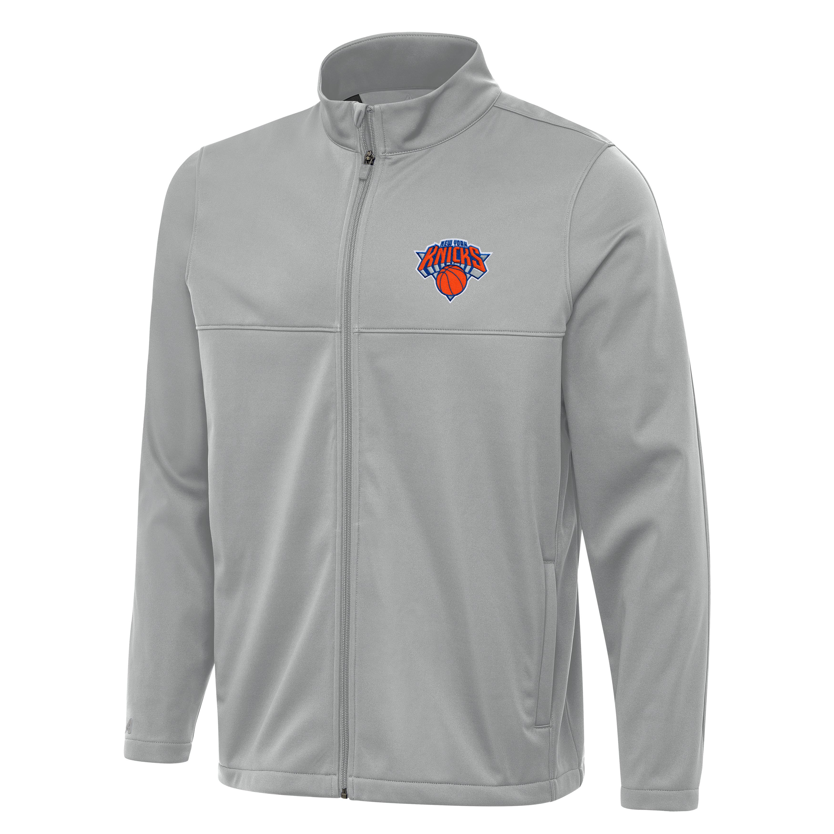 Men's Antigua Gray New York Knicks Links 2 Full-Zip Golf Jacket | Fanatics