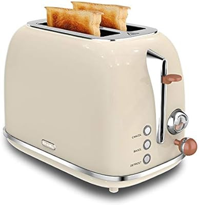 2 Slice Toaster, KitchMix Retro Stainless Steel Bread Toasters with 6 Settings, 1.5 In Extra Wide... | Amazon (US)