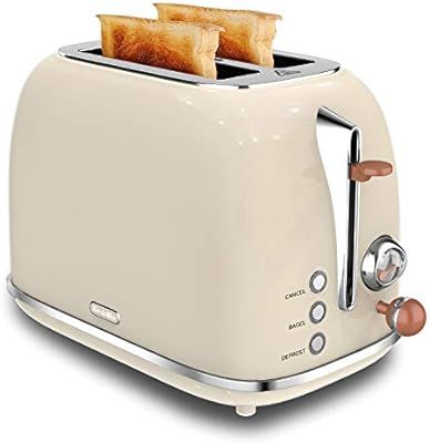 2 Slice Toaster, KitchMix Retro Stainless Steel Bread Toasters with 6 Settings, 1.5 In Extra Wide... | Amazon (US)