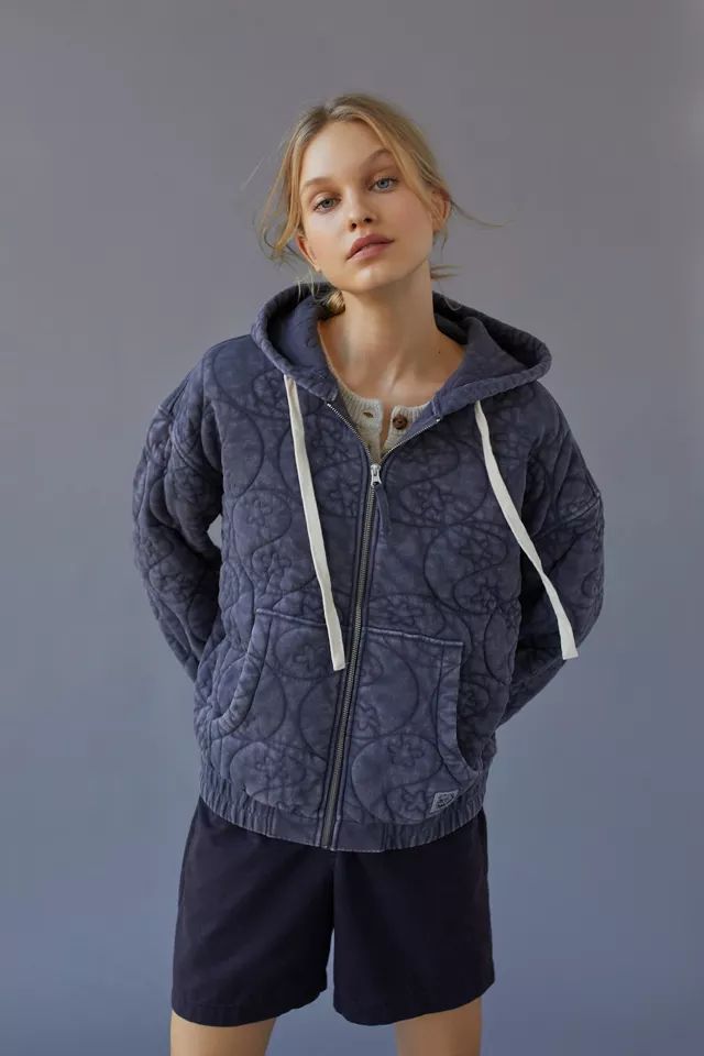 BDG Embroidered Zip Up Hoodie Sweatshirt | Urban Outfitters (US and RoW)