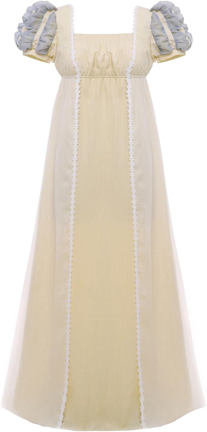 Regency Dress Women Empire Waist Long Regency Era Costume Jane Austen Tea Party Victorian Ball Go... | Amazon (US)