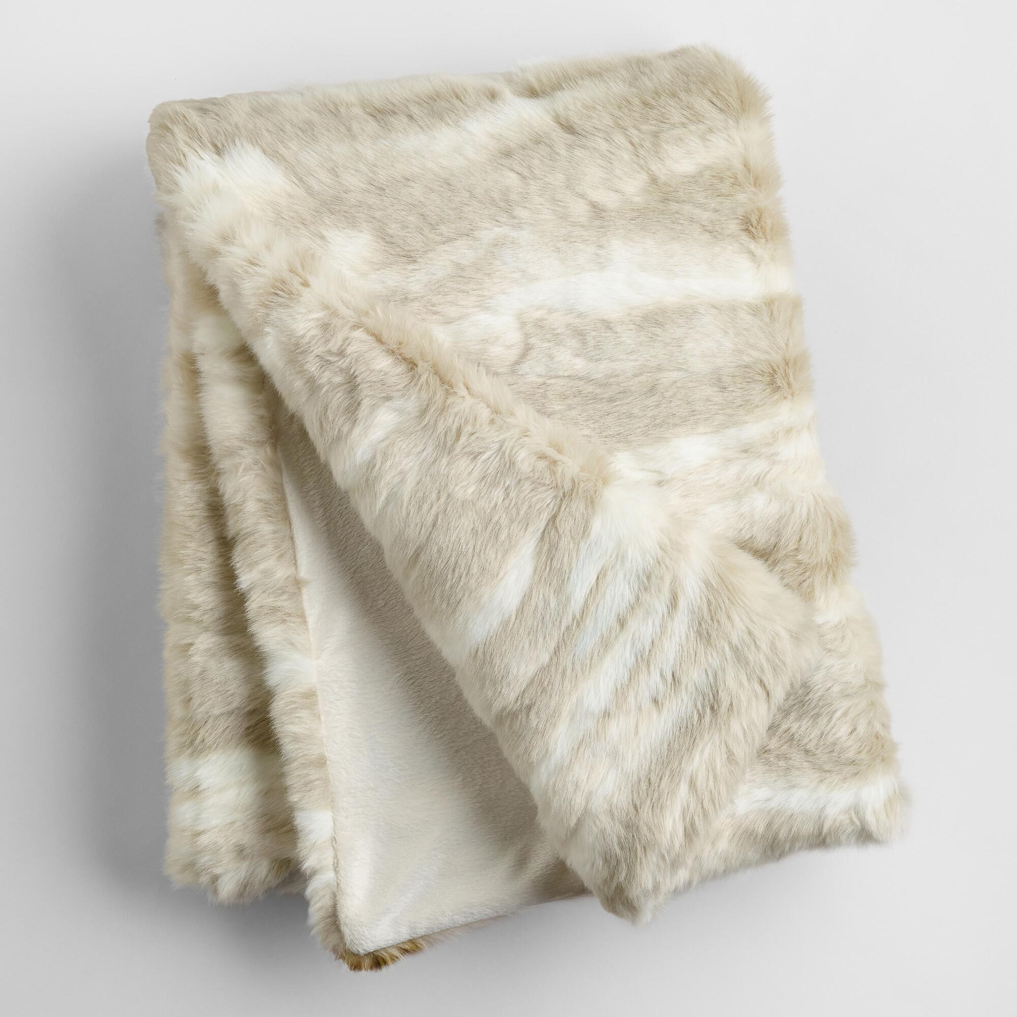 Ivory Faux Fur Throw: White - Acrylic  - 50Inx60In by World Market 50Inx60In | World Market