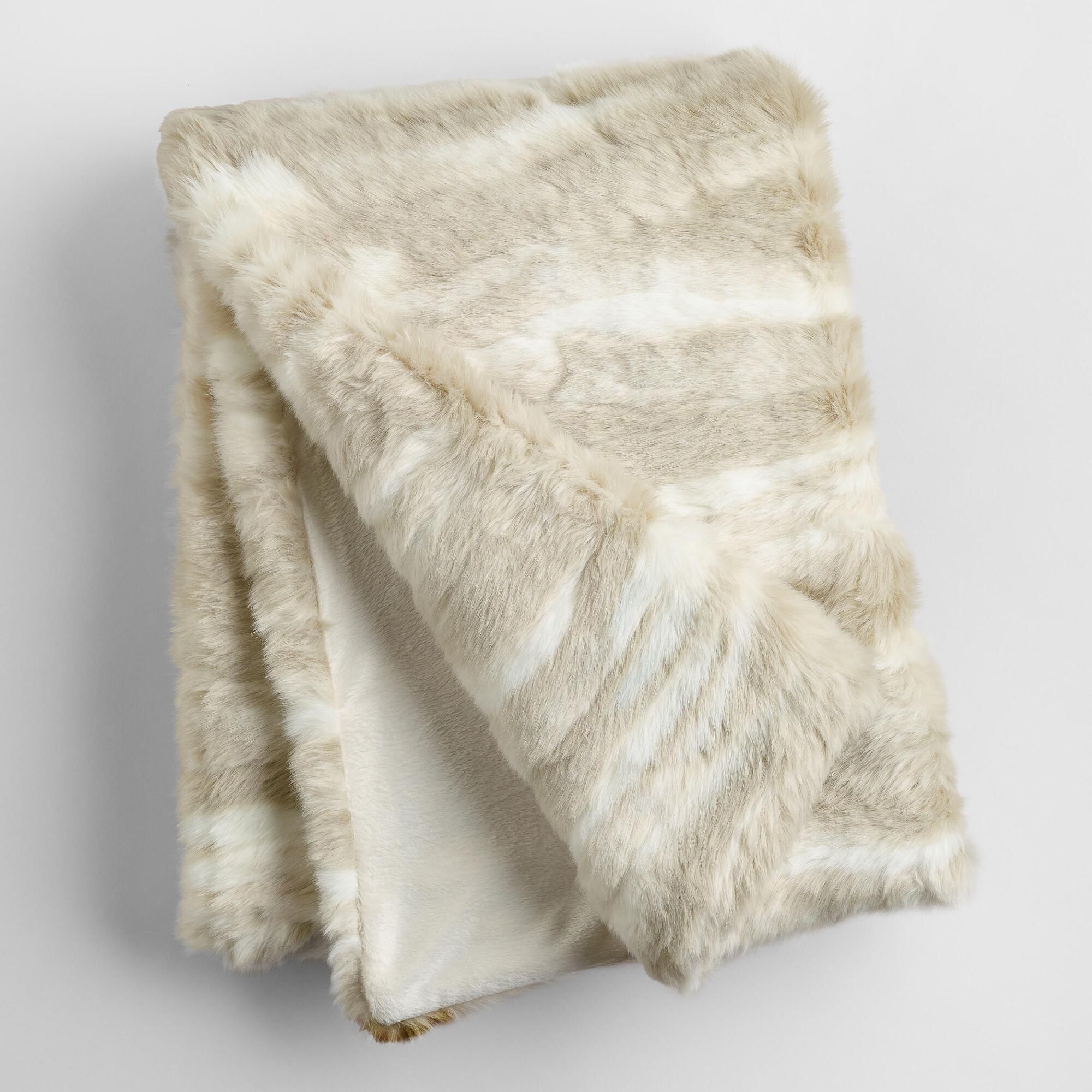 Ivory Faux Fur Throw: White - 40Inx60In by World Market 40Inx60In | World Market