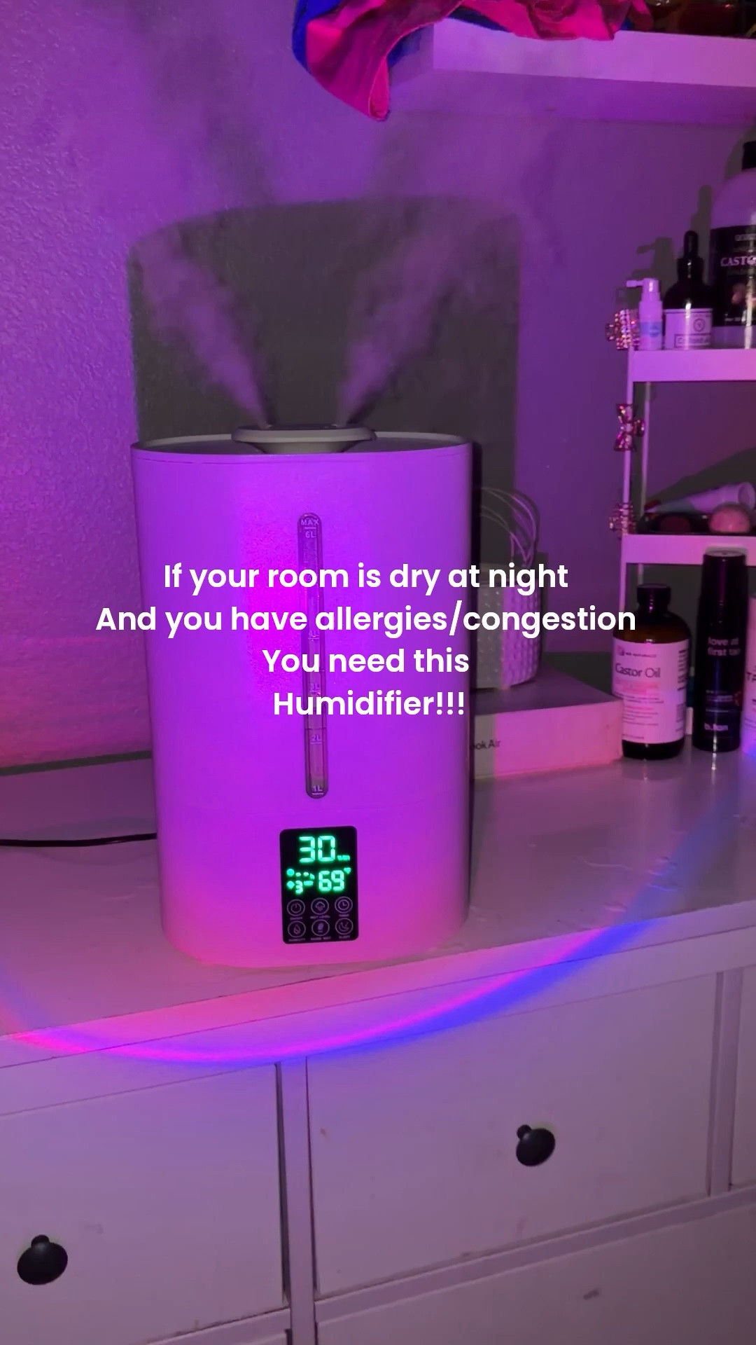 Love this humidifier from Amazon it’s helping with my seasonal allergies and congestion it has 3 mist settings, hot and cold mist, digital control panel, customizable humidity control 💗

#LTKHome #LTKmomlife #LTKSaleAlert