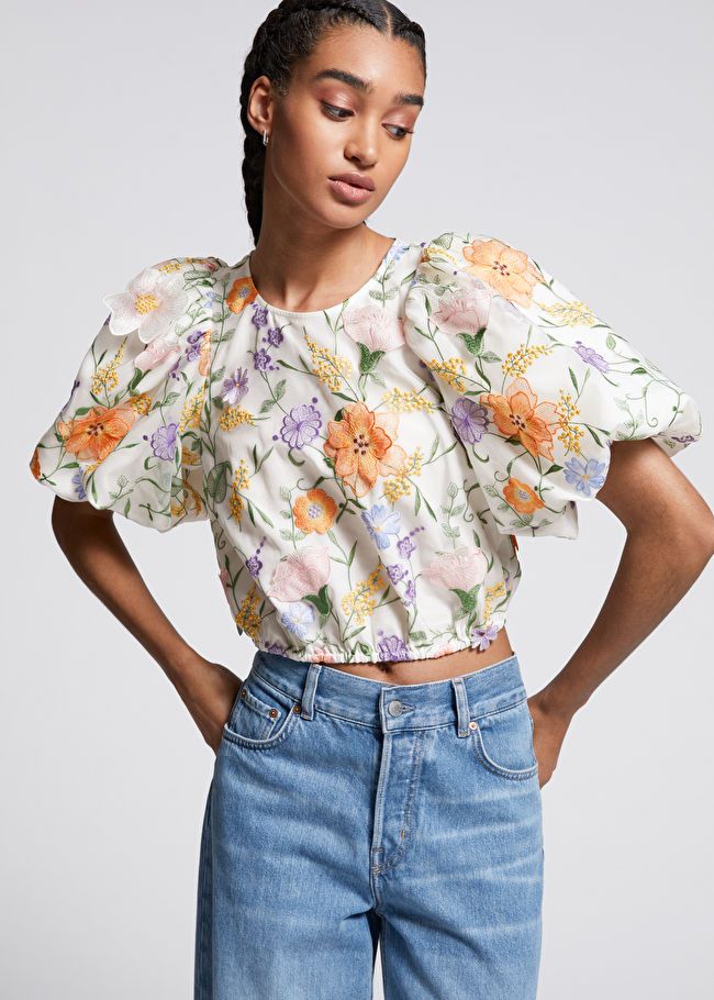 Voluminous Puff Sleeve Embroidered Blouse | & Other Stories US