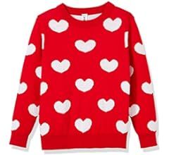 Kid Nation Girls Long Sleeve Sweater Cute Love Heart Crew Neck Sweatshirt Pullover | Amazon (US)
