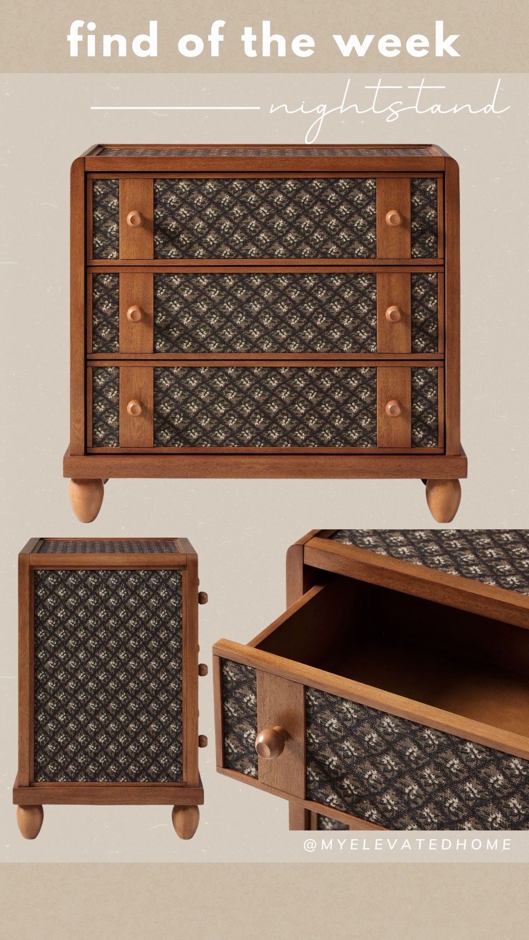 This is one of the most unique pieces of furniture I’ve ever seen. I’m obsessed with it and I’m already mentally designing an entire bedroom around it. Its vintage inspired limited edition collection with solid eucalyptus wood and fabric inlay 😍
