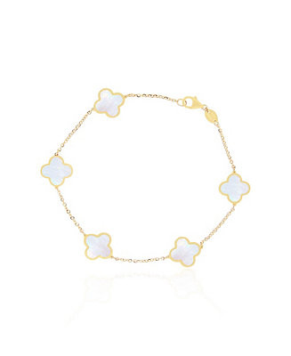 The Lovery Small Mother of Pearl Clover Bracelet 14K Gold - Macy's | Macy's