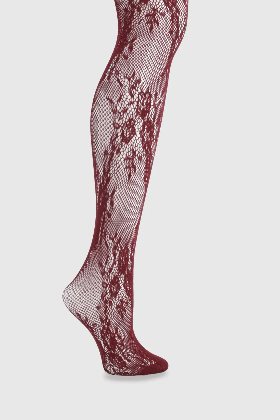 Hosiery & Socks | Collants à résille en dentelle florale bordeaux foncé | boohoo | Boohoo.com (FR)