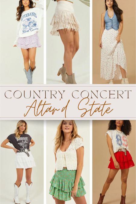 Country concert outfit inspo / cowboy boots / floral skirt / crochet top / graphic tee 

#LTKShoeCrush #LTKStyleTip #LTKFindsUnder50