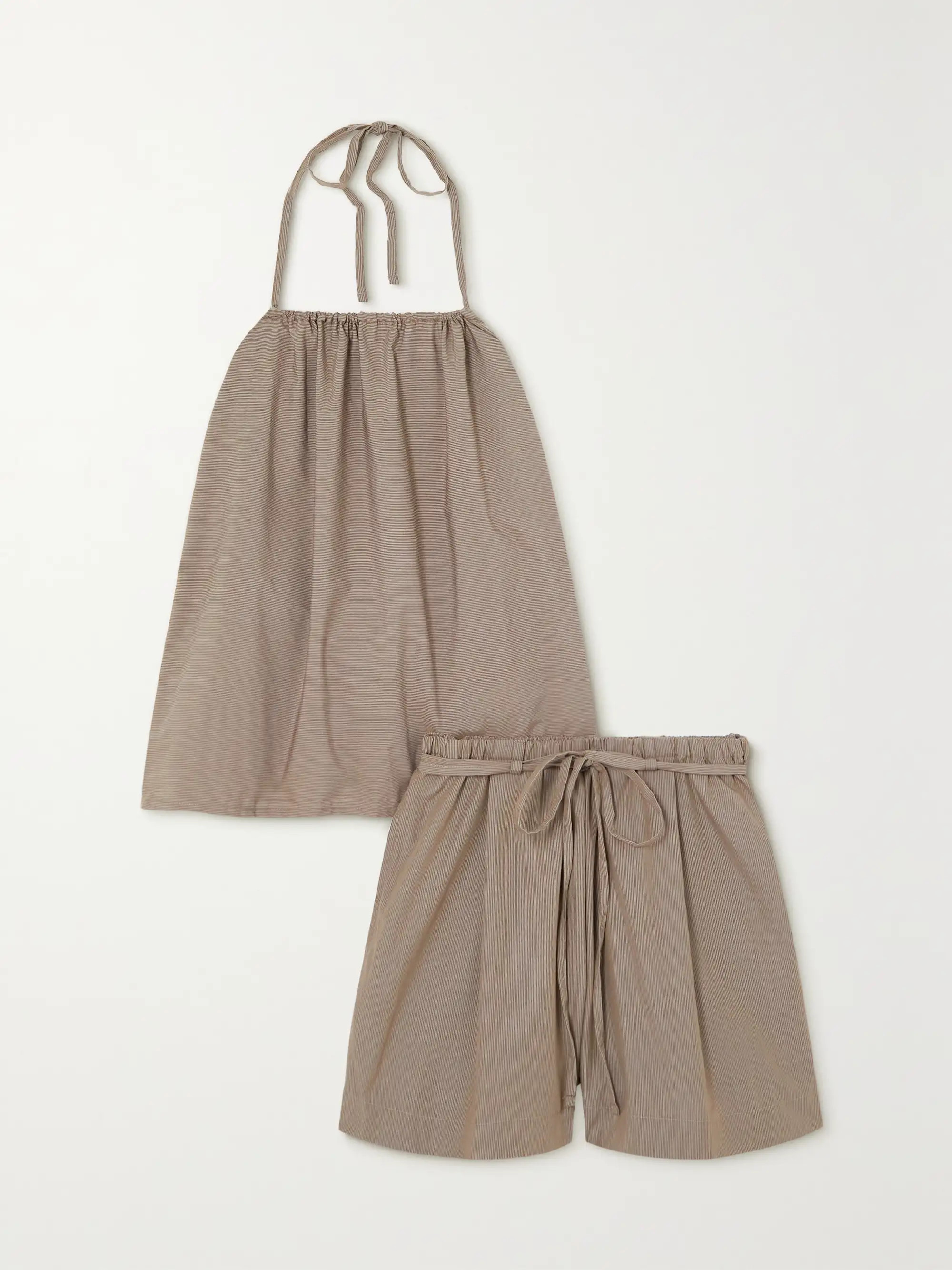 The Halter striped organic cotton top and shorts set | NET-A-PORTER (US)