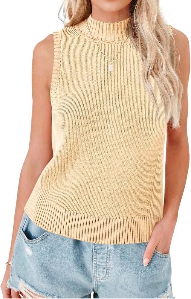 Saodimallsu Womens Ribbed Tank Tops High Neck 2026 Summer Sleeveless Mock Neck Casual Slimming Kn... | Amazon (US)