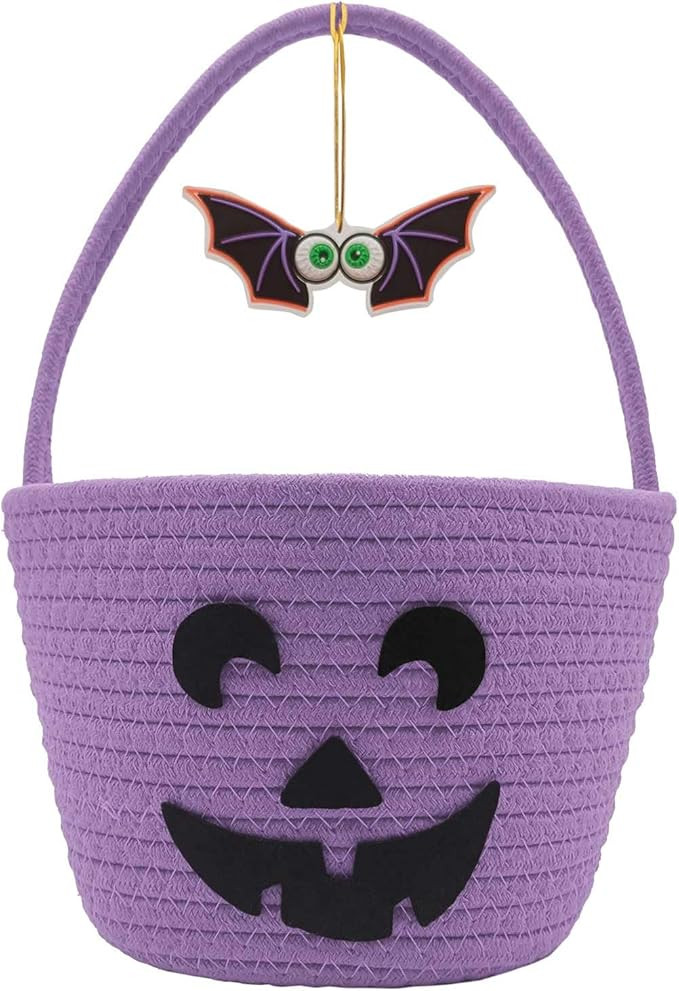 Halloween Basket for Kids, Trick or Treat Basket, Cute Pumpkin Candy Bucket, Boo Spooky Small Bas... | Amazon (US)