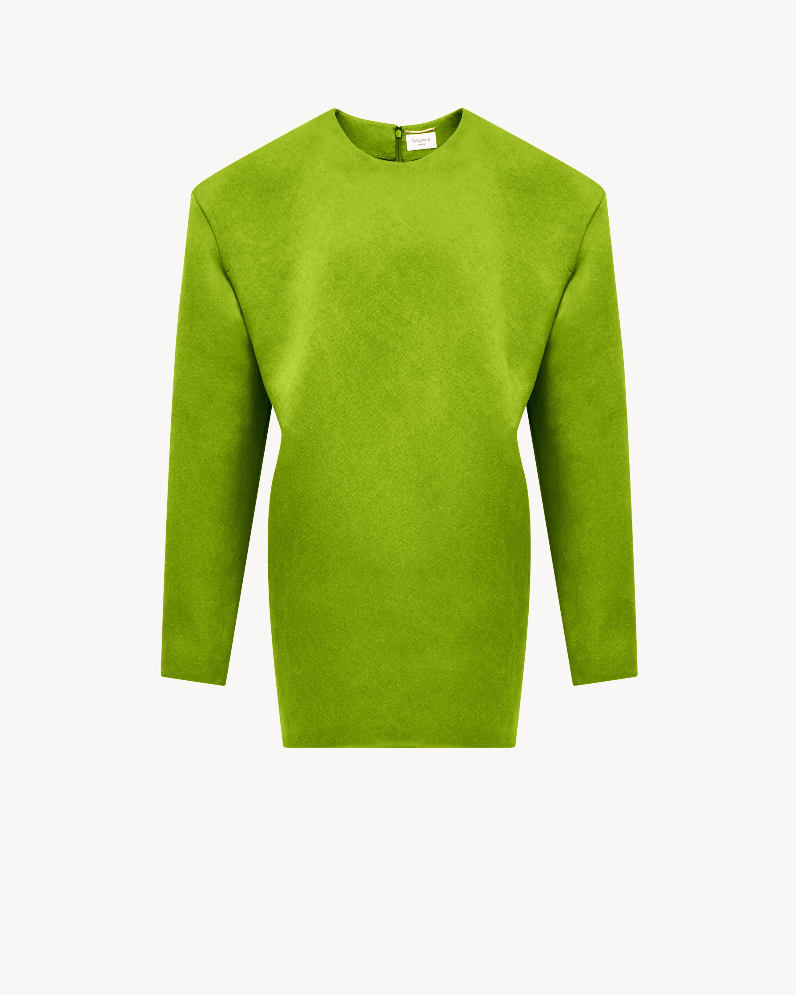 boxy dress in stonewash silk satin | Saint Laurent Inc. (Global)