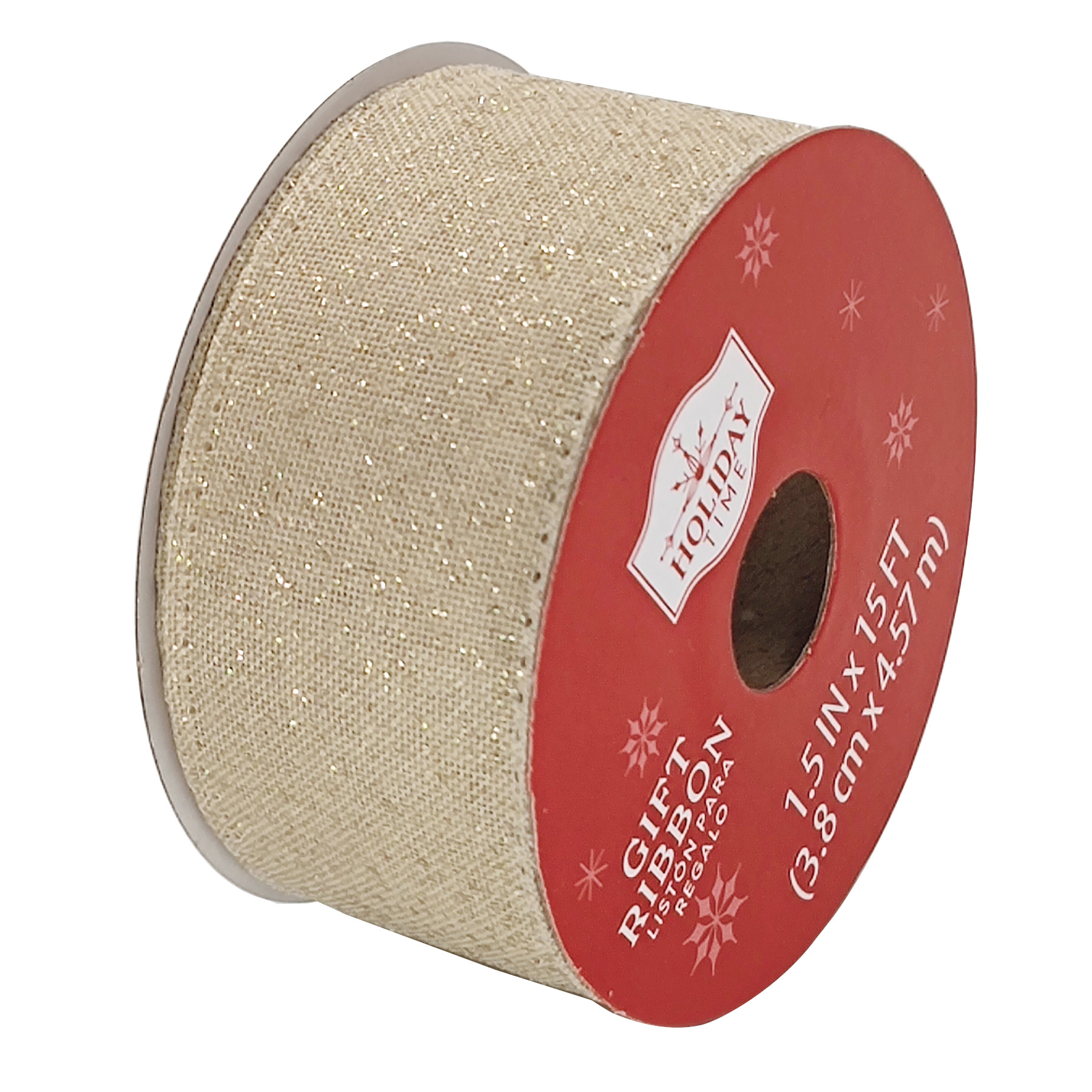Christmas Burlap Glitter Gift Ribbon, 15 ft, by Holiday Time - Walmart.com | Walmart (US)
