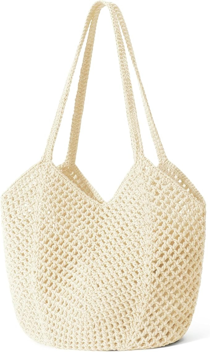 Tavaleu Crochet Tote Beach Bags for Women, Mesh Beach Tote Knit Bag, Summer Vacation Aesthetic Bo... | Amazon (US)