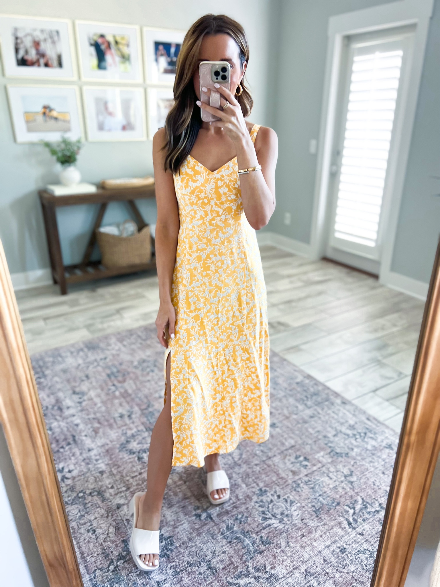 Old Navy floral maxi dress (XSP, straps are adjustable). Vacation dress. Spring dress. Summer dress. Casual dress. Brunch outfit. Target mule heels. 

#LTKFind #LTKtravel #LTKshoecrush