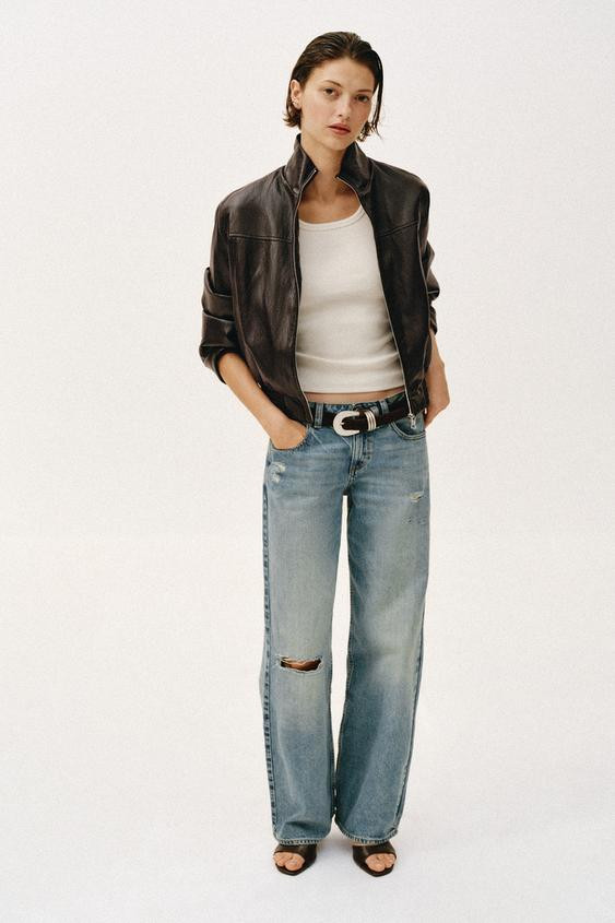 CROPPED FAUX LEATHER BOMBER JACKET | Zara US