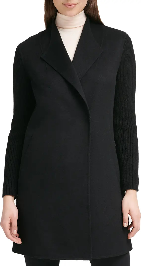 Knit Sleeve Wool Blend Coat | Nordstrom Rack