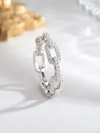1pc Simple Cubic Zirconia Decorated Ring, Suitable For Women Daily Wear & Gift Giving | SHEIN