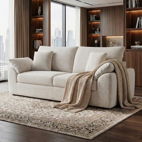 89.8" Modern Loveseat Sofa for Living Room, Cloud Boneless Couches with 4 Pillows, Mid Century Lo... | Amazon (US)