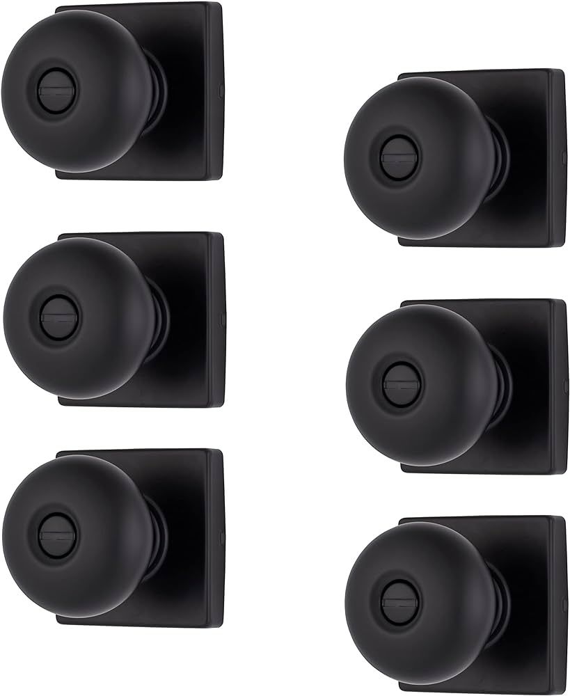 BRINKS – 6-Pack Matte Black Contemporary Square Bedroom Privacy Door Knob – Privacy 6 Pack Ma... | Amazon (US)