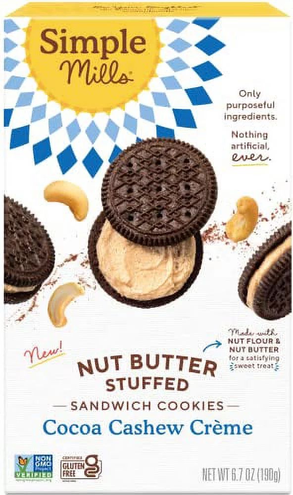 Simple Mills Cocoa Cashew Crème Sandwich Cookies - Gluten Free, Vegan, Healthy Snacks, 6.7 Ounce... | Walmart (US)