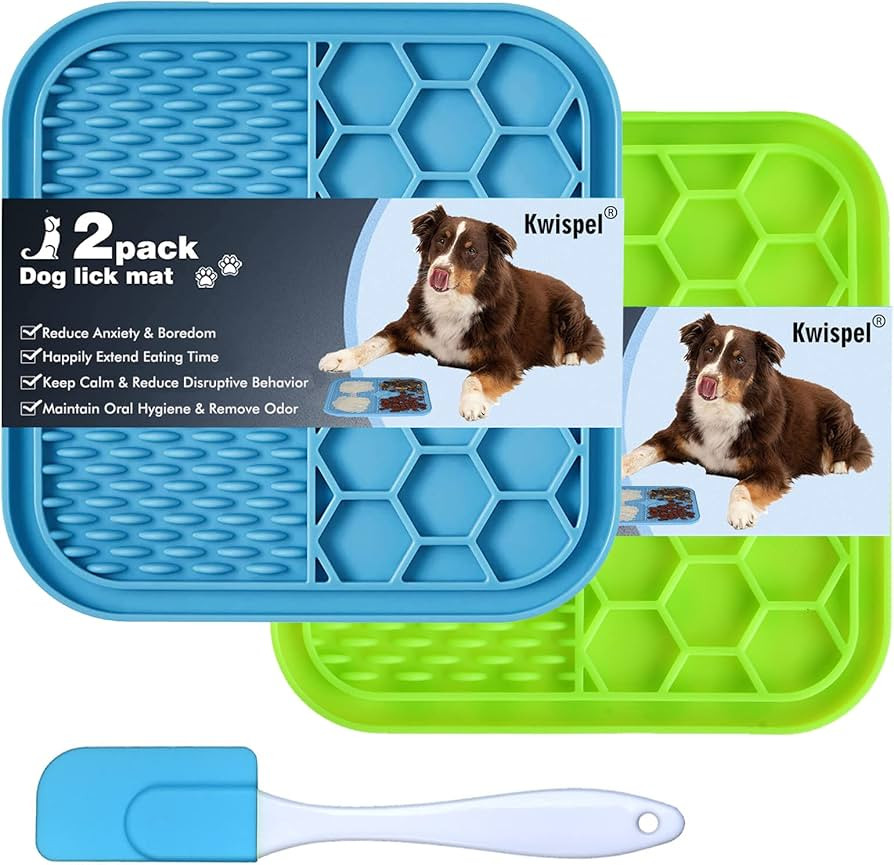 Lick Mat for Dogs, 2 Pcs Dog Lick Mat with Suction Cups for Anxiety, Peanut Butter Dog Licking Ma... | Amazon (US)