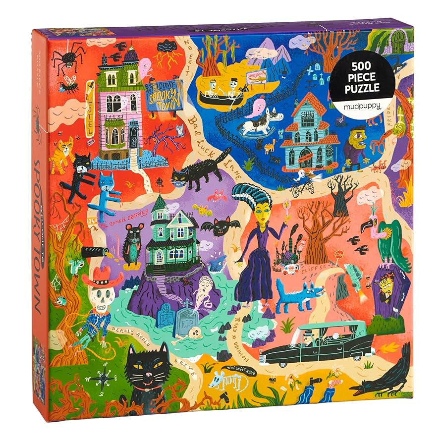 Mudpuppy Welcome to Spooky Town – 500 Piece Family Jigsaw Puzzle Featuring Bold and Spooky Illu... | Amazon (US)