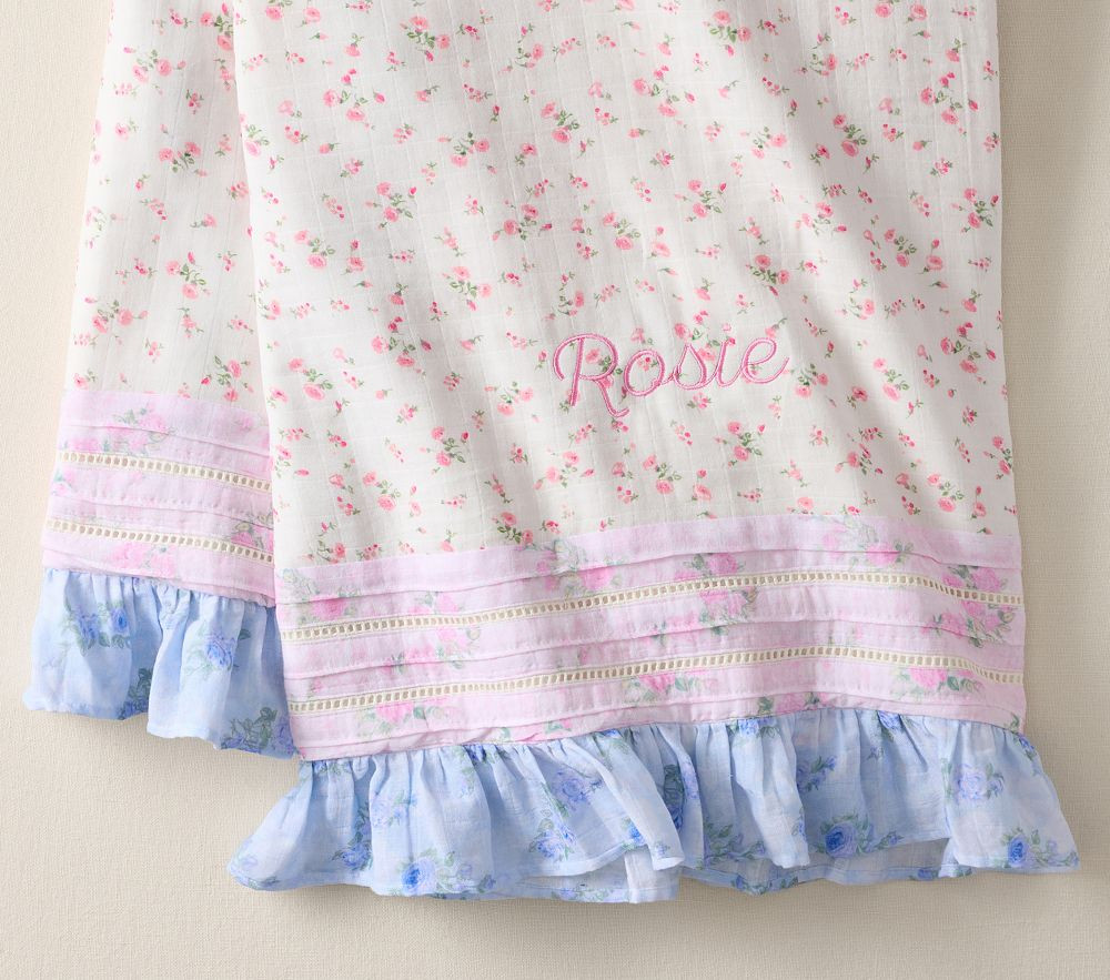 LoveShackFancy Ruffled Oversized Organic Muslin Baby Blanket | Pottery Barn Kids