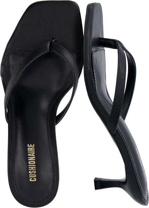 CUSHIONAIRE Miami Kitten Heels for Women, Thong Flip Flop Heeled Sandals with Memory Foam, Slip O... | Amazon (US)