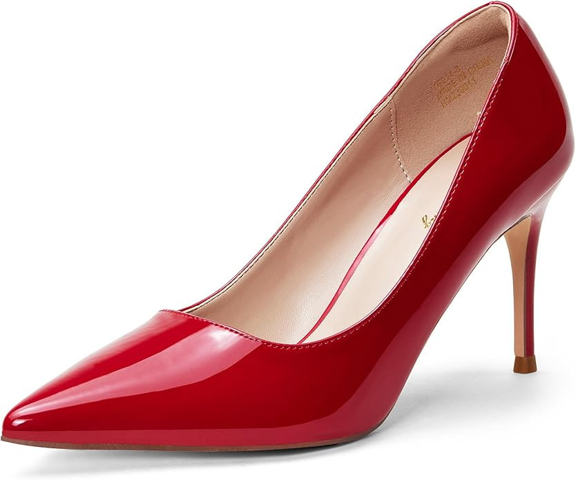 Elisabet Tang Classic Point Pull-on Heeled Wedding Pumps Patent Leather Closed Toe Stiletto Dress... | Amazon (US)