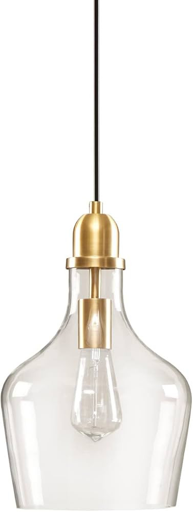 Hampton Hill Auburn Modern Pendant Lighting - Gold Base, Bell Shaped Glass Shades Chandelier, Gol... | Amazon (US)