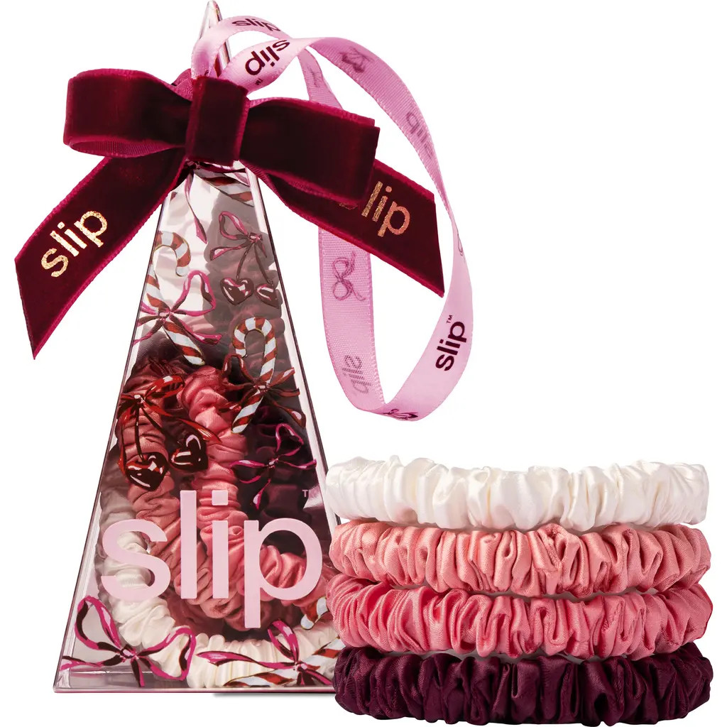 slip Pure Silk 4-Pack Skinny Scrunchie Ornament $34 Value in Candy Cane at Nordstrom | Nordstrom