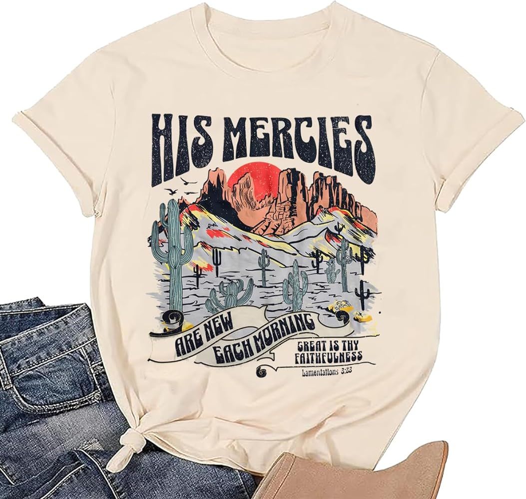 His Grace is Enough Tshirt Women Cute Jesus Christian Faith Shirts Cotton Graphic Tops Blouse | Amazon (US)