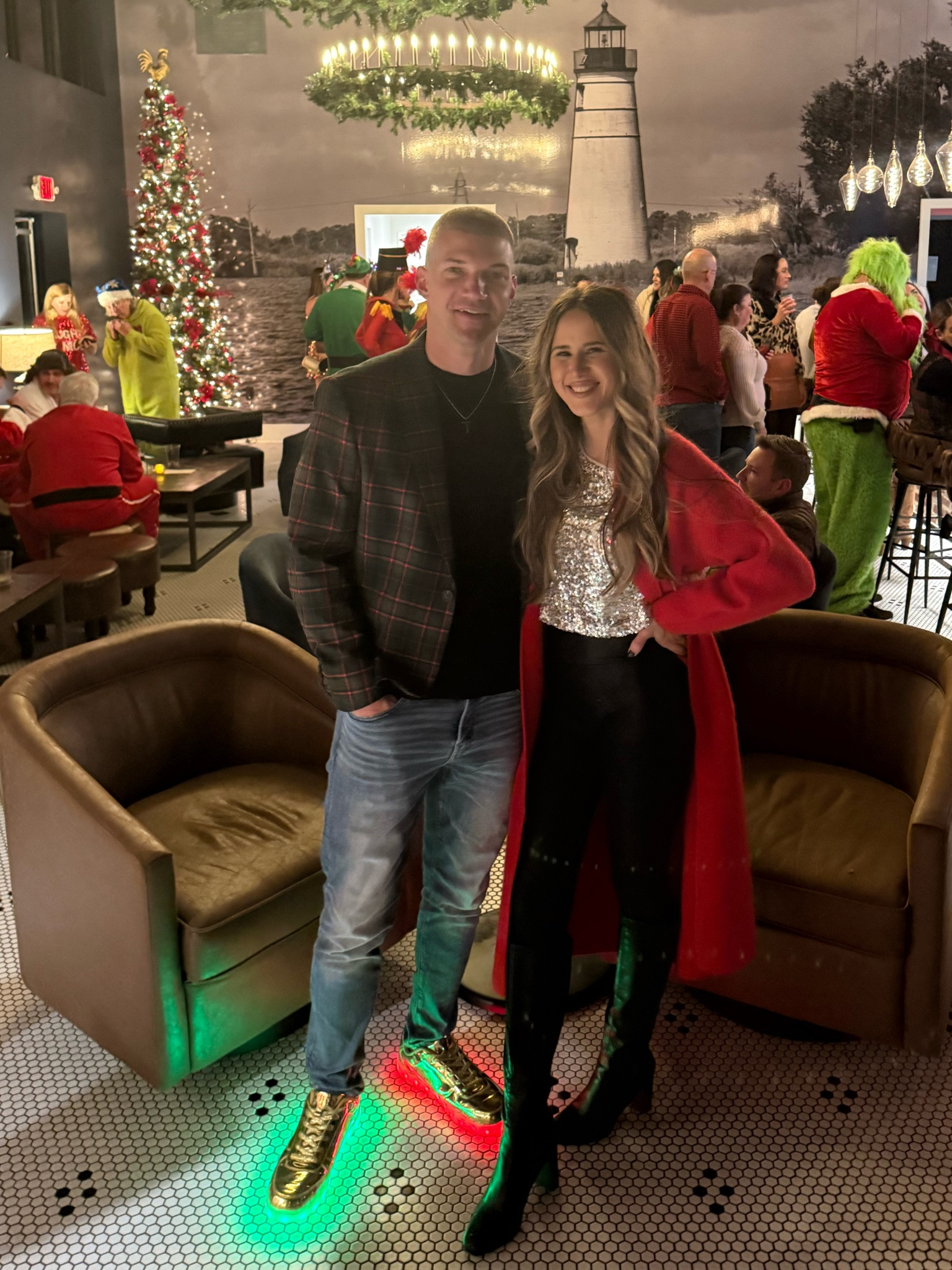 Holiday look for him and her! 
Wearing size XS in leggings- runs TTS 

#christmas #pinkhaven 

#LTKSaleAlert #LTKStyleTip #LTKHoliday