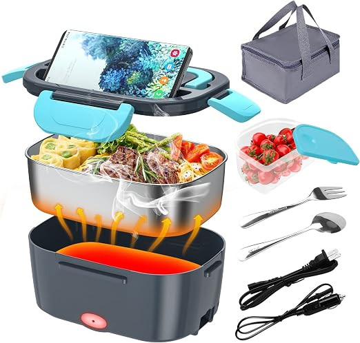 CHARMDOO Electric Lunch Box 60W Food Warmer Heater 12V 24V 110V Faster Heated Lunch Box for Car/T... | Amazon (US)