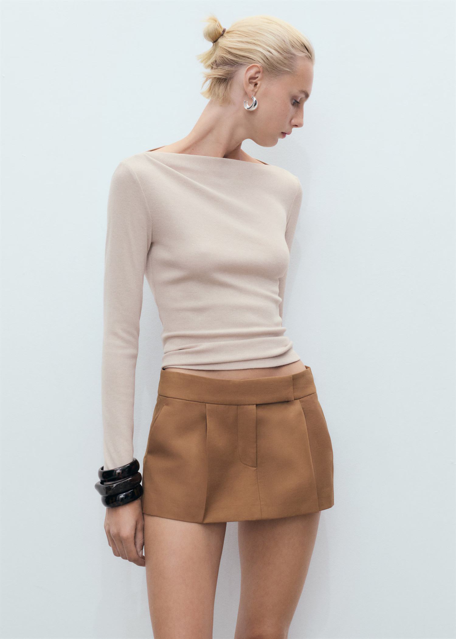 Long-sleeved boat-neck t-shirt - Women | MANGO United Kingdom | MANGO (UK)