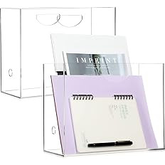 Amazon.com: Vicenpal 2 Pack Slim Acrylic File Box with Handles, Clear File Box Organizer, Acrylic... | Amazon (US)