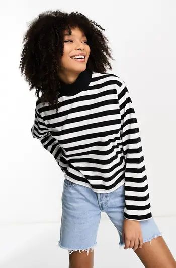 Stripe Mock Neck Long Sleeve T-Shirt | Nordstrom