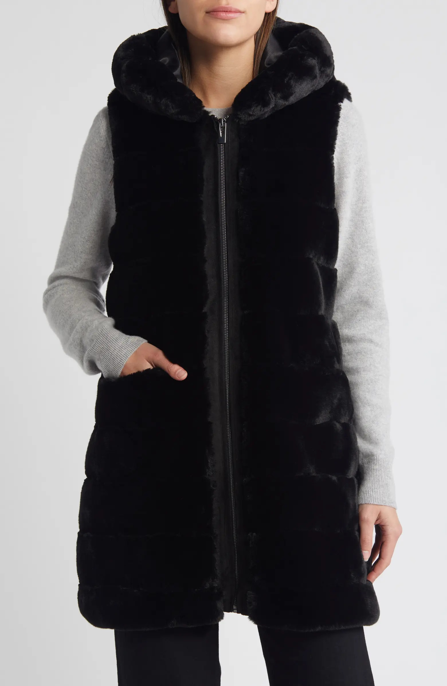 Quilted Faux Fur Hooded Vest | Nordstrom