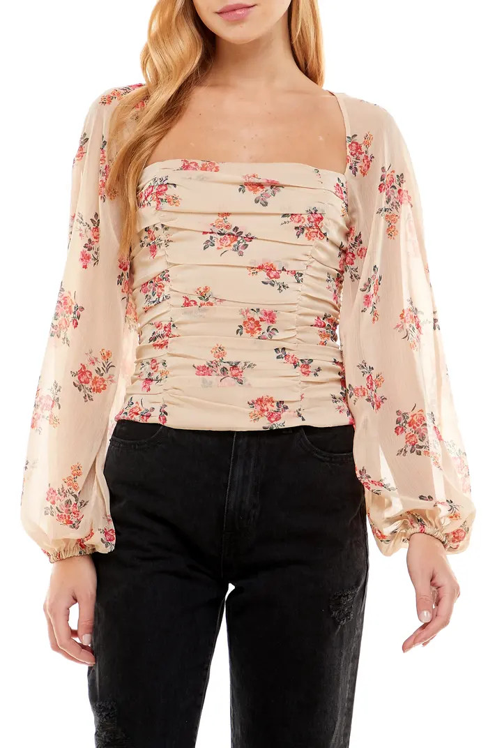 WAYF Metallic Thread Balloon Sleeve Top | Nordstrom | Nordstrom