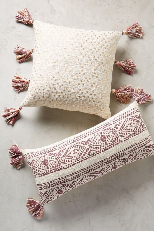 Tasseled Pointilliste Pillow | Anthropologie (US)