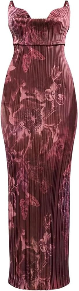 VECVOC Women's Spring Cowl Neck Dress Strap Shoulder Pleated Maxi Dresses Summer Wedding Guest Dr... | Amazon (CA)